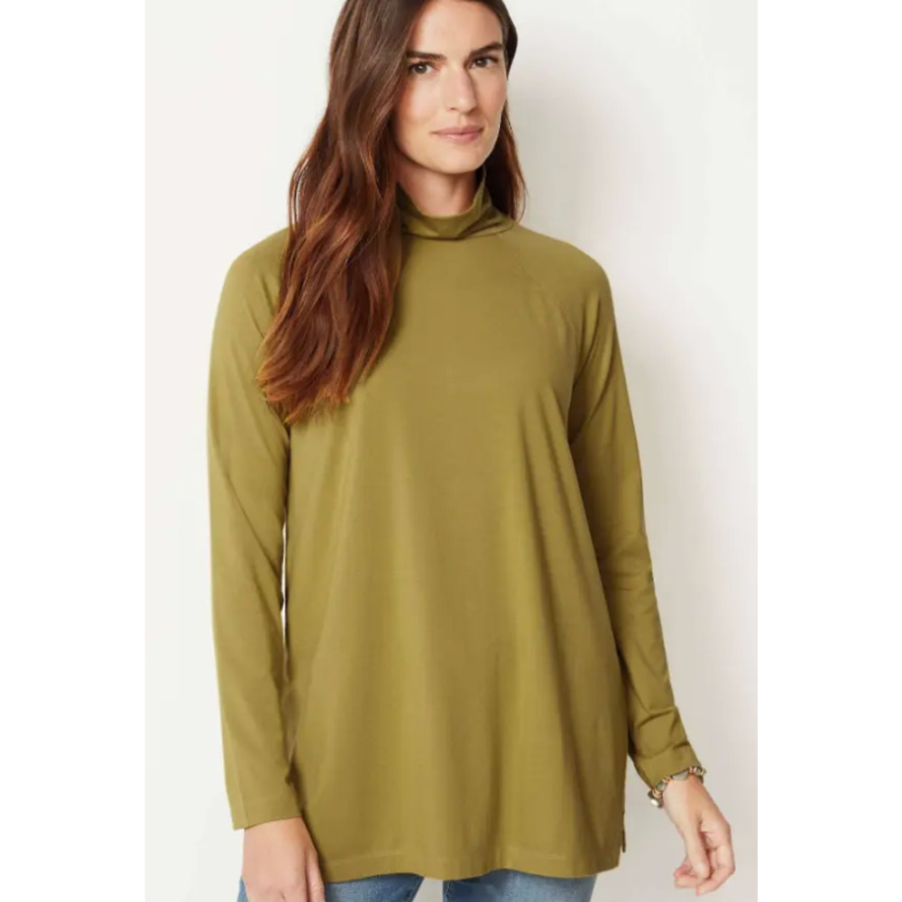 NWT J. Jill Gold Long Sleeve Luxe Supima Everyday Tunic, MED -‎ Tencil Supima